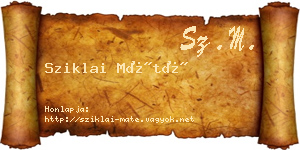 Sziklai Máté névjegykártya