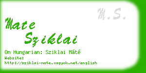 mate sziklai business card