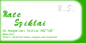 mate sziklai business card